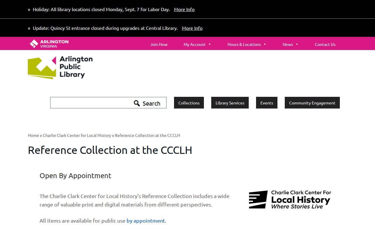Arlington city directory reference collection at the Charlie Clark Center for Local History
