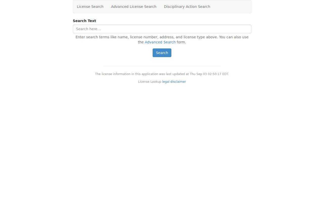 Arlington residents directory Virginia DPOR license lookup screen