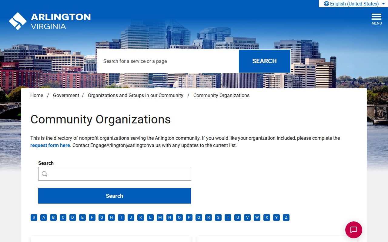 Arlington neighbors community organizations directory screen