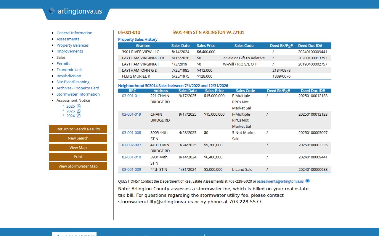 Arlington previous residents property sales-history record